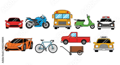 Diverse Collection of Vehicles and Transportation Methods
