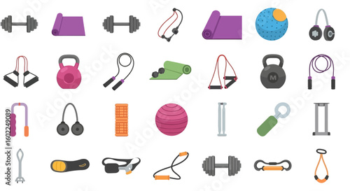 Diverse Fitness Equipment Collection for Home Workouts
