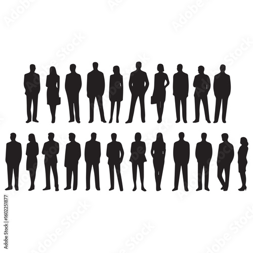 Diverse team silhouettes for company website or presentation design, ideal for professional visuals
