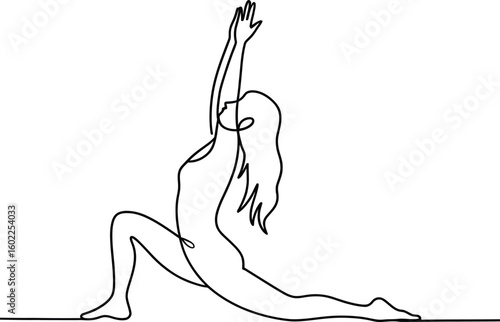 Woman practicing yoga in a low lunge pose with arms raised