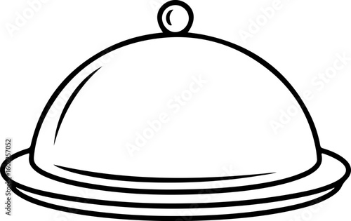 Simple line drawing of a covered serving dish with a round handle on top