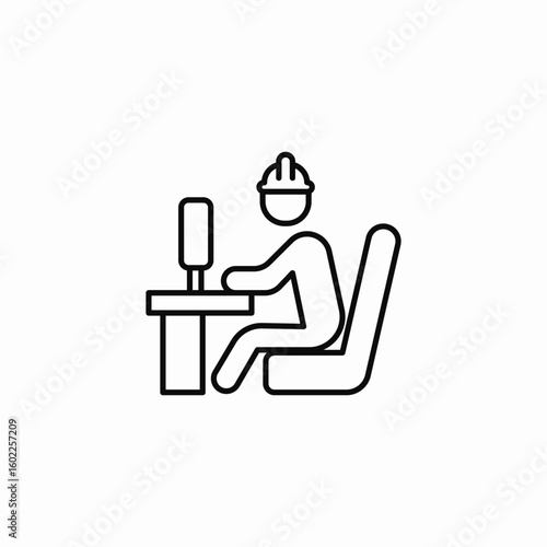 engineer working computer icon sign vector