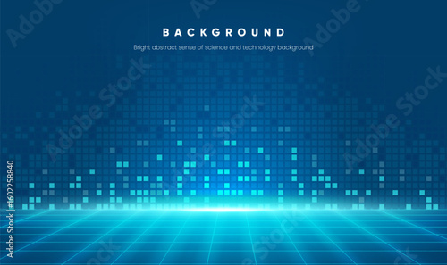 A blue horizontal grid background with a sense of technology