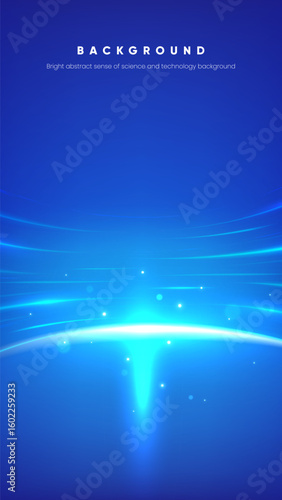 A blue vertical background with flowing light and a sense of technology