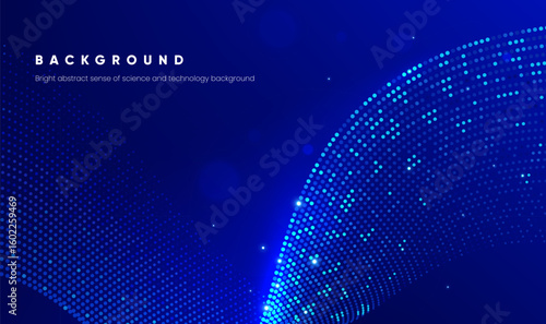 A blue horizontal wavy light spot background with a sense of technology