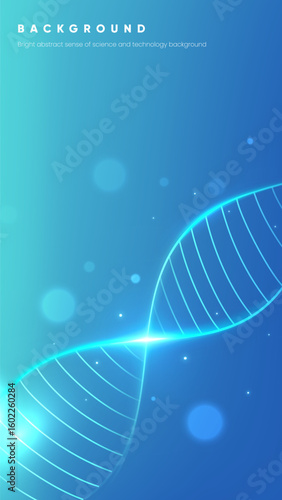 A cyan vertical gene chain background with a sense of technology