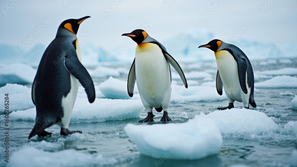 Fototapeta premium The artistic scene of penguins in nature