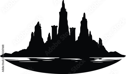 Obraz na płótnie mono lake tufa towers silhouette vector illustration