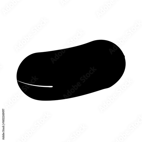 Single Black Peanut on a White Background Illustrative Food Icon