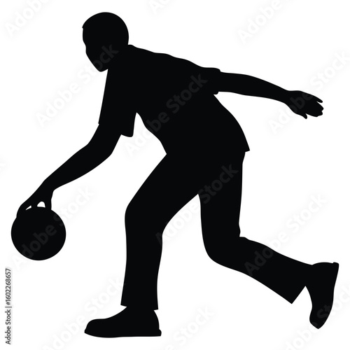 Dynamic silhouette of bowler in action perfect for sports design and promotional materials instantly
