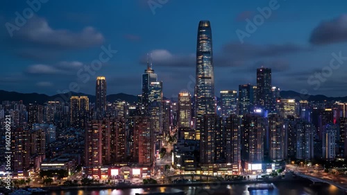 Wallpaper Mural Cityscape at twilight with towering skyscrapers reflecting light off the water Torontodigital.ca