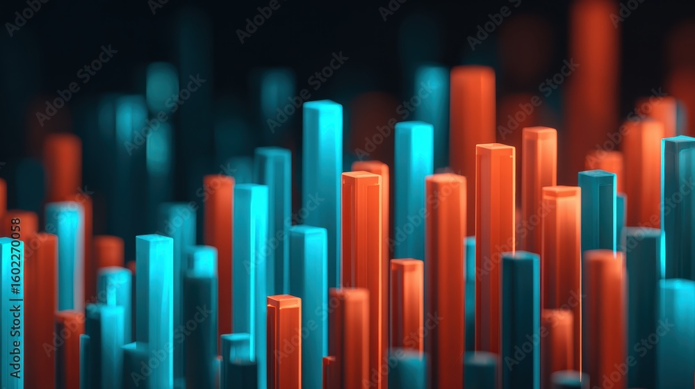 Obraz premium Abstract 3D bars blue and orange colors create vibrant digital