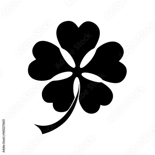 Elegant Black Four Leaf Clover Design for St Patricks Day Luck