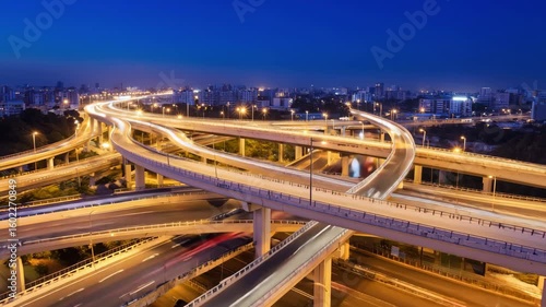 hyper lapse drone capturing a bustling city road, urban traffic and modern city 