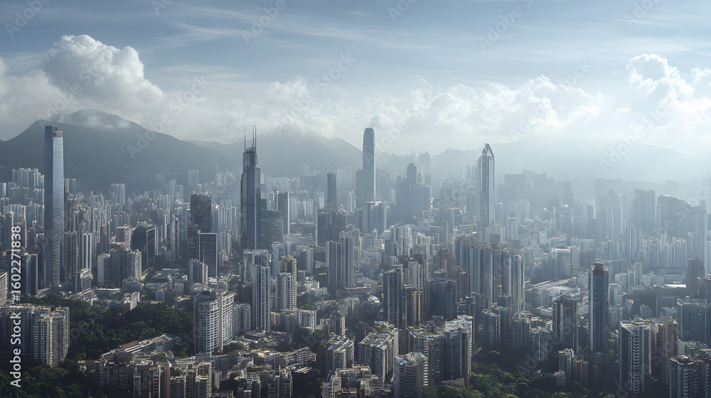 Fototapeta premium City Skyline with Residential Layers