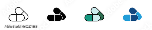 Capsule Pill  Icon Set Multiple Style Collection