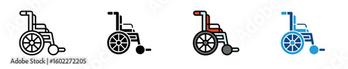 Wheelchair  Icon Set Multiple Style Collection