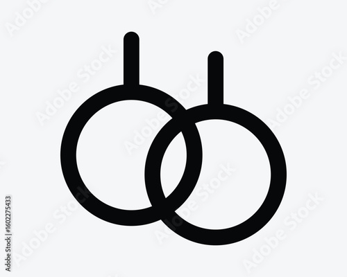 Gymnastic Ring Hand Gym Athlete Fitness Exercise Sports Strength Training Callisthenics Hang Black White Icon Sign Symbol Vector Illustration Artwork