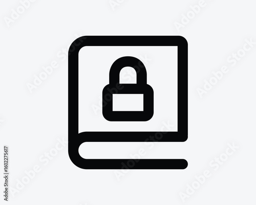 Lock Book Secure Classified Document Password Security Secret Padlock Safe Sensitive Information Black White Vector Sign Symbol Graphic Artwork Shape