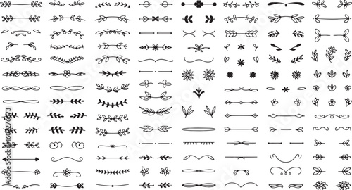 Wallpaper Mural Hand drawn floral and leaf decorative dividers and ornaments floral dividers leaf dividers Torontodigital.ca