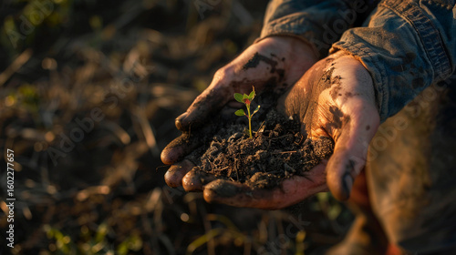 Wallpaper Mural Mud Covered Hands Holding a Small, Delicate Seedling Torontodigital.ca