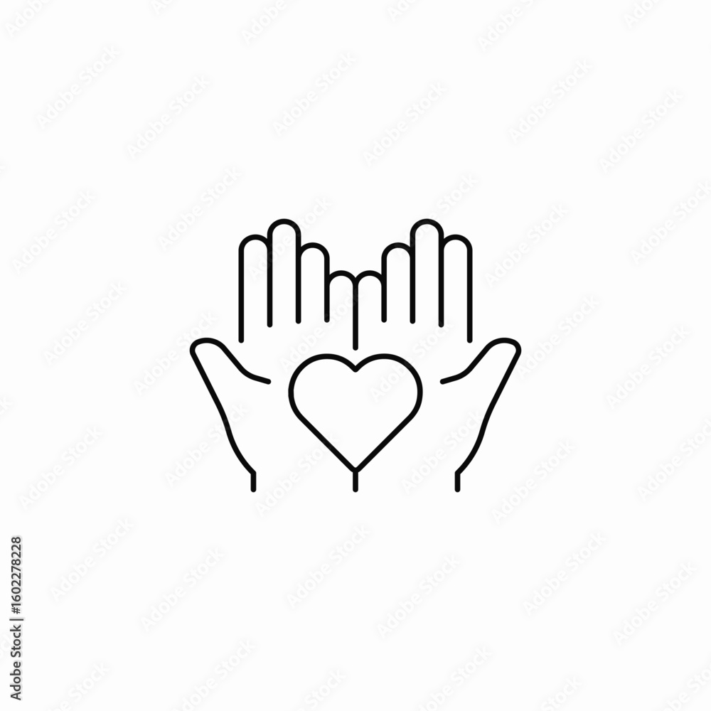 Obraz premium hands cupping heart icon sign vector