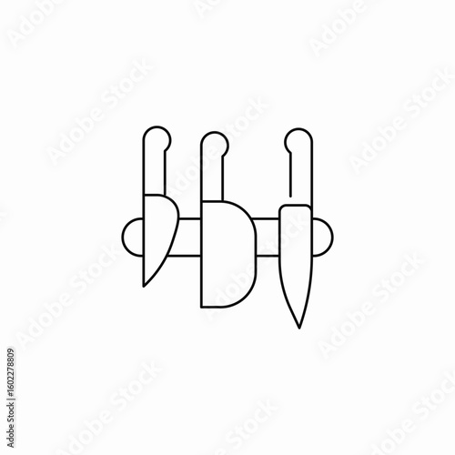 kitchen knives rack icon sign vector