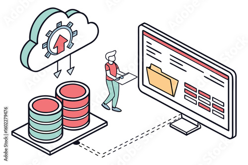 Data management process with cloud storage and system updates in a digital workspace