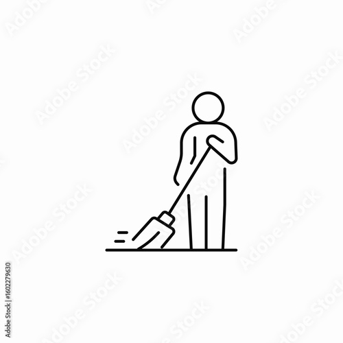 person sweeping floor icon sign vector
