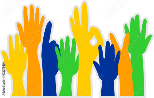 Colored Volunteer Hands Sticker