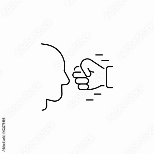 punching fist face icon sign vector