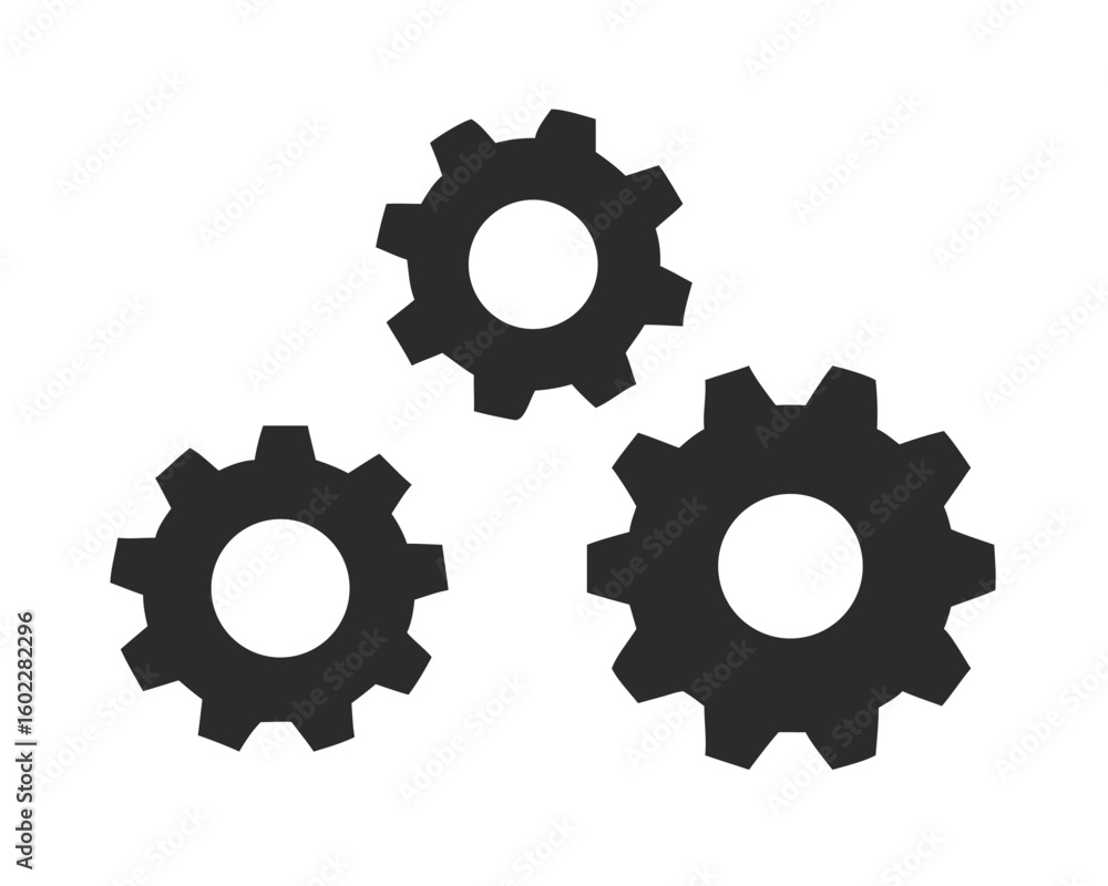 Cogwheel group black vector icon. Gear set simple vector Cogwheel group black vector icon. Gear set simple vector
