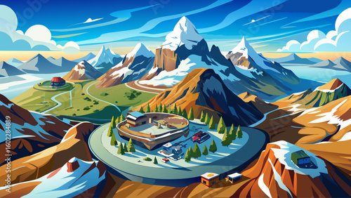  very Beautiful Panoramic 360 degree mountain panorama from Riffelberg above Zermatt with