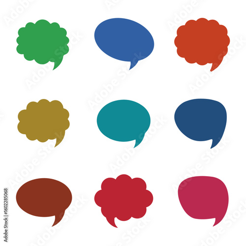 Colorful Flat Speech Bubble & Dialogue Box Icon Set