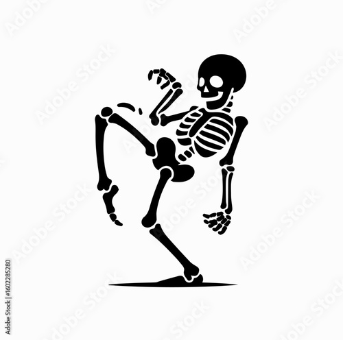 Dancing Skeleton Silhouette – Fun Halloween Vector Illustration

