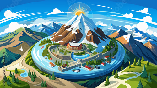  very Beautiful Panoramic 360 degree mountain panorama from Riffelberg above Zermatt with