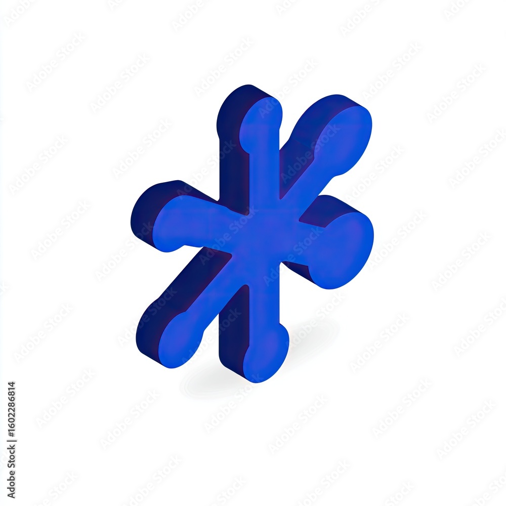 Fototapeta premium 3D stylized snowflake, vibrant blue