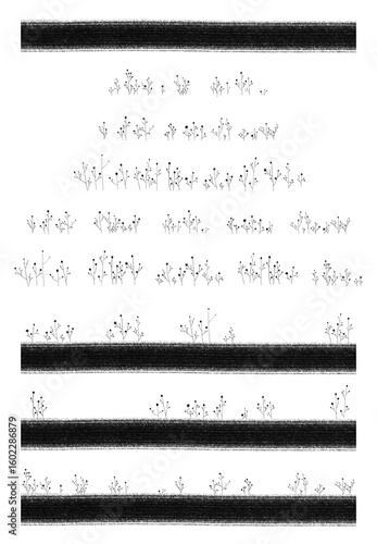 수묵화 풍경 꽃나무길
