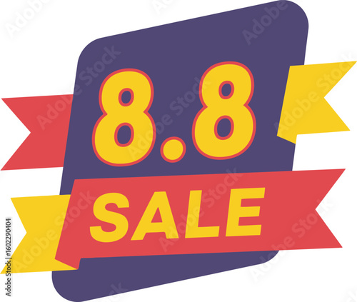 An 8.8 Sale promotion graphic with large numbers and the word "SALE" on a ribbon banner.