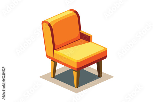 Stylish orange chair perfect for modern living room decor and cozy reading nook with comfortable design and wooden legs