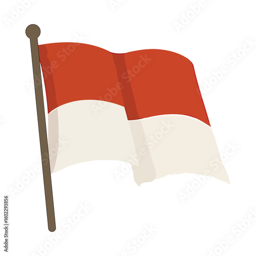 Waving red country flag vector illustration design with a blank map shape and business concept