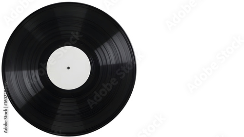 Vinyl record music audio disc lp album vintage turntable sound black white blank label circle 12 inch record 100 on transparent background