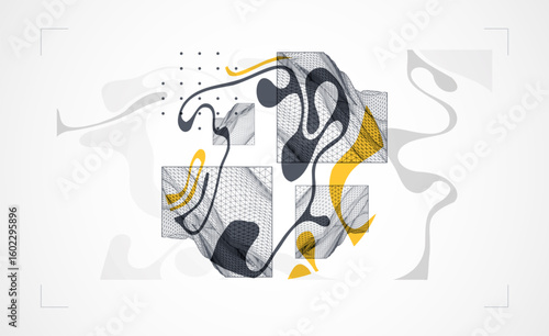 Abstract art wireframe background. Modern science or technology art elements. Surface illustration. Vector.