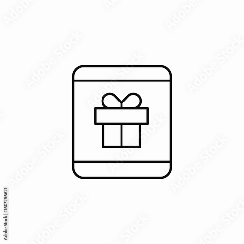 gift box on tablet icon sign vector