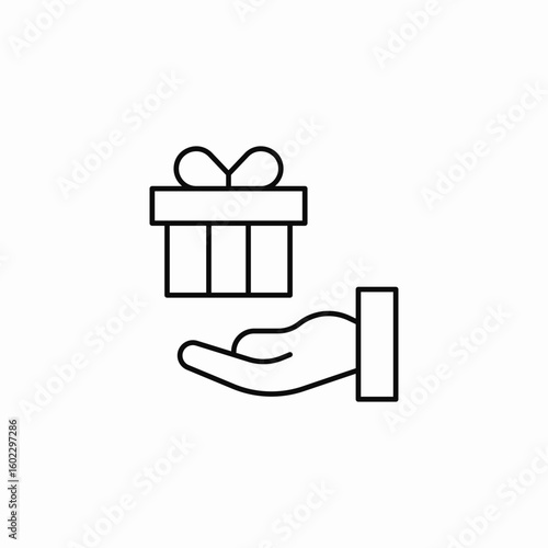 hand giving present box icon sign vector