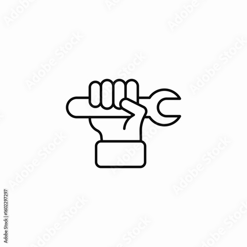 hand holding wrench icon sign vector