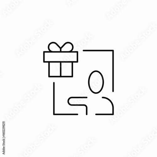 person receiving gift box  icon sign vector