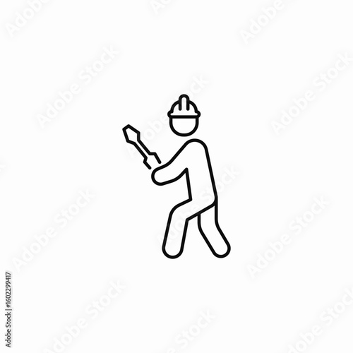 worker holding screwdriver icon sign vector