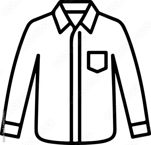 Simple outline drawing of a classic long sleeve button down shirt