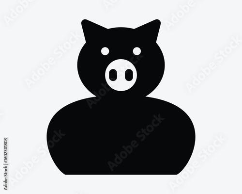 Pig Human Man Male Person Animal Character Personality Greedy Greed Glutton Corruption Corrupt Black White Icon Sign Symbol Vector Illustration Artwork